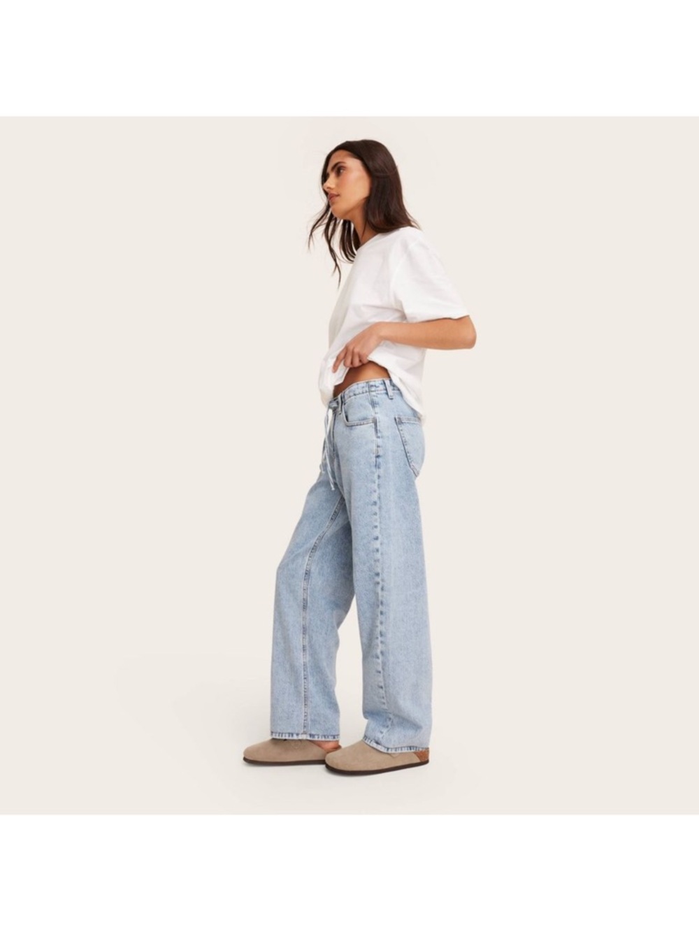 PARKE Women's Mid-Rise Drawstring Baggy Jeans +Target - Picture 4 of 4